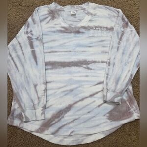 PINK Victoria's Secret Large Plush Tie Dye Pullover V-neck Sweatshirt